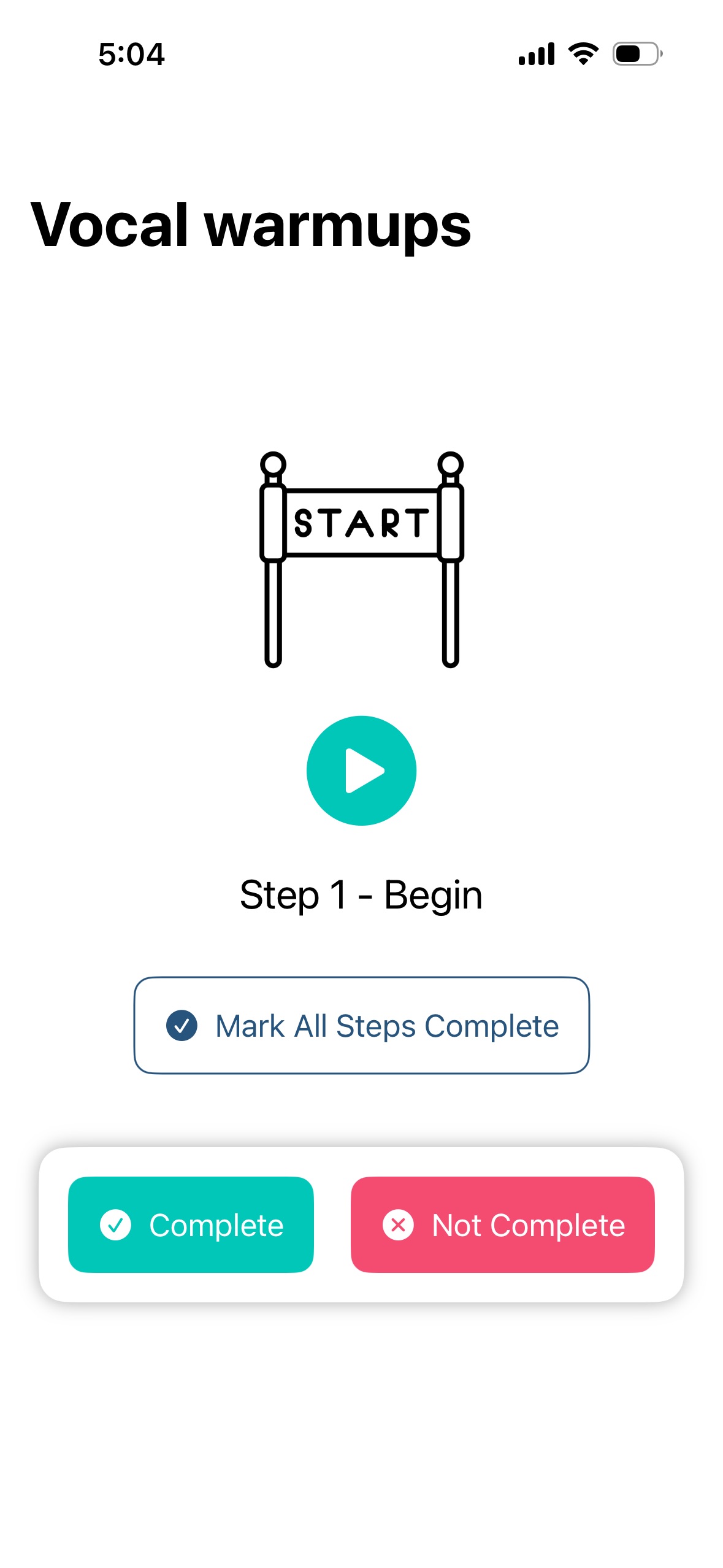 Step 1 Begin micro-step screen