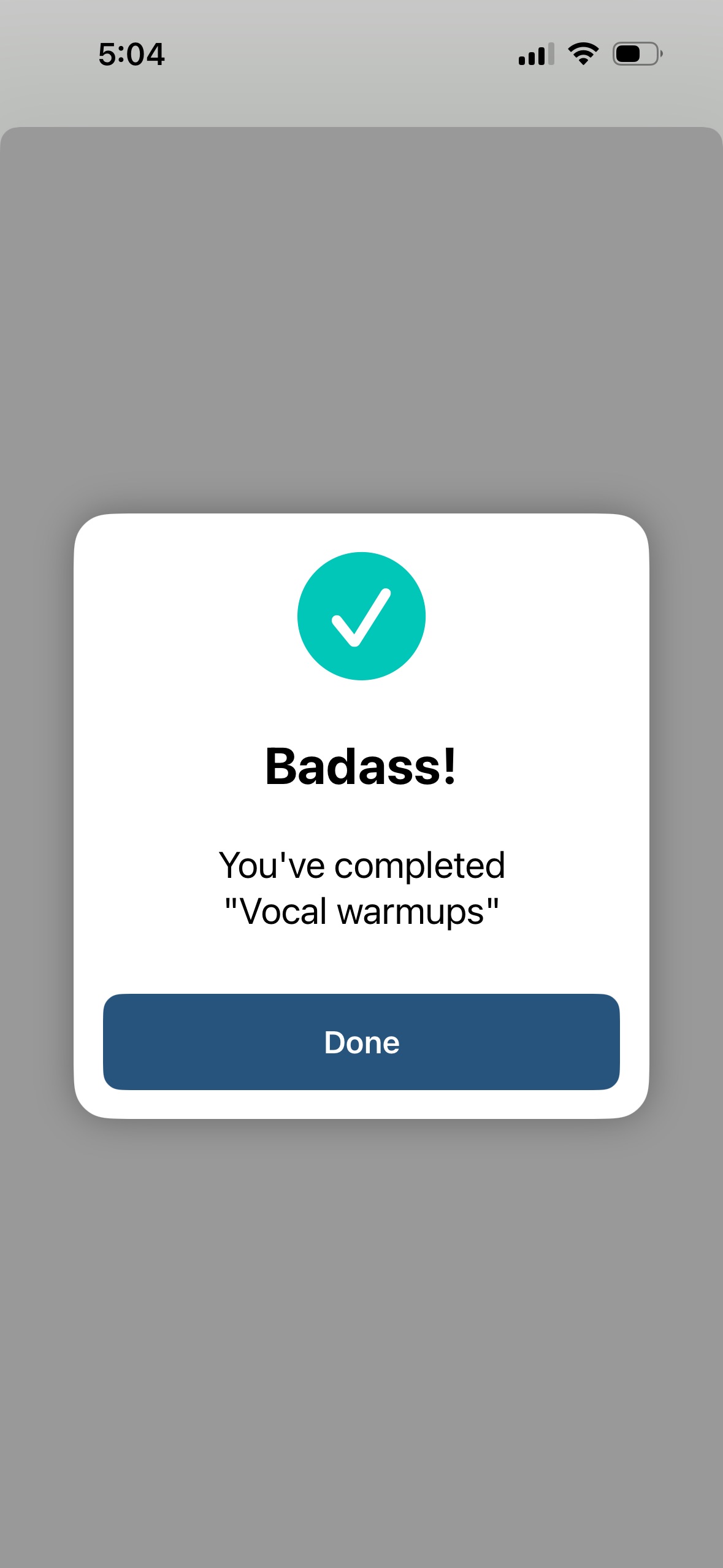 Habit completion celebration screen